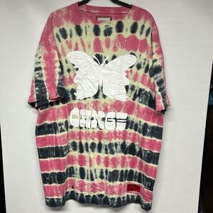 CHNGE Pink and Black Tie-Dye Butterfly Tee